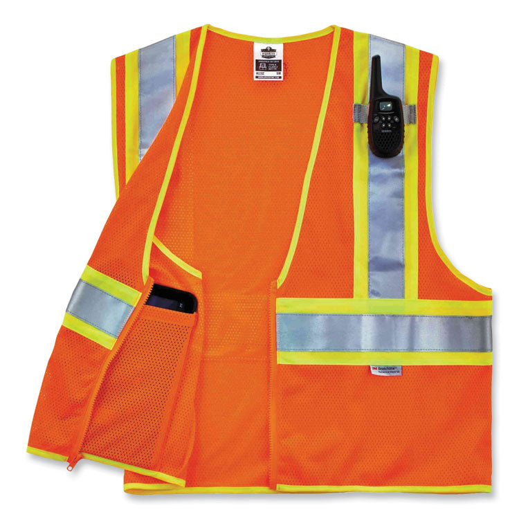 ergodyne® GloWear 8230Z Class 2 Two-Tone Mesh Zipper Vest, Polyester, 4X-Large/5X-Large, Orange, Ships in 1-3 Business Days (EGO21319) Each
