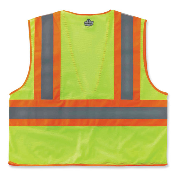 ergodyne® GloWear 8230Z Class 2 Two-Tone Mesh Zipper Vest, Polyester, Large/X-Large, Lime, Ships in 1-3 Business Days (EGO21325) Each