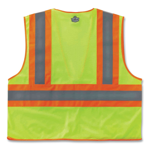 ergodyne® GloWear 8230Z Class 2 Two-Tone Mesh Zipper Vest, Polyester, 4X-Large/5X-Large, Lime, Ships in 1-3 Business Days (EGO21329) Each