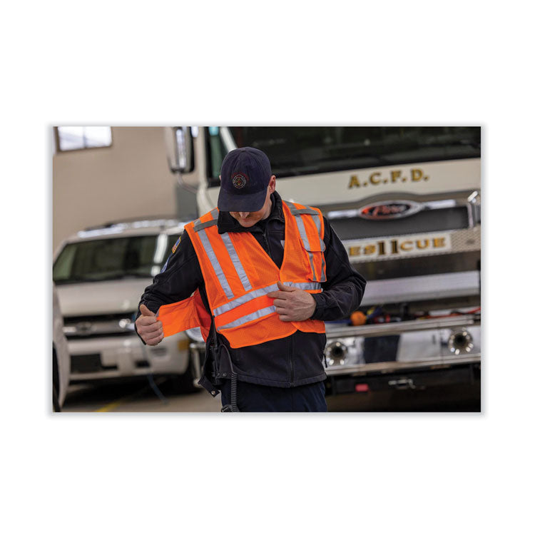 ergodyne® GloWear 8244PSV Class 2 Expandable Public Safety Hook and Loop Vest, Polyester, XL/2XL, Orange, Ships in 1-3 Business Days (EGO21362) Each