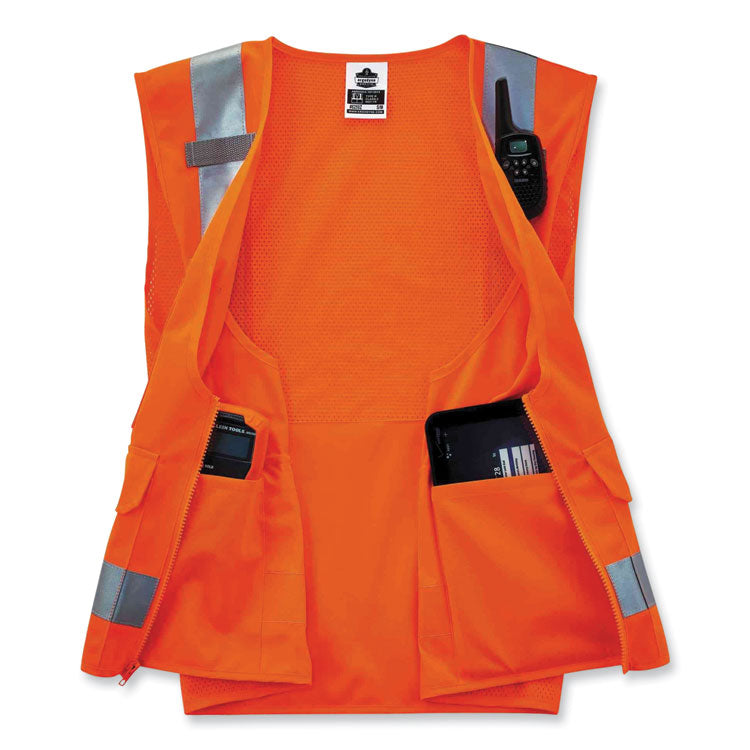 ergodyne® GloWear 8250Z Class 2 Surveyors Zipper Vest, Polyester, 2X-Large/3X-Large, Orange, Ships in 1-3 Business Days (EGO21417) Each