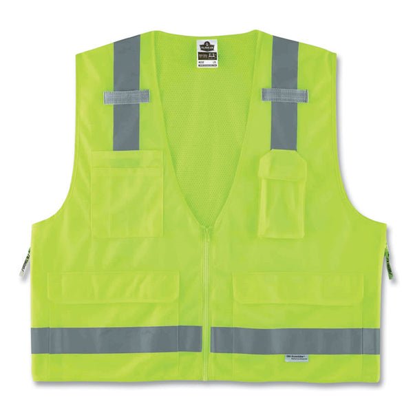 ergodyne® GloWear 8250Z Class 2 Surveyors Zipper Vest, Polyester, 2X-Large/3X-Large, Lime, Ships in 1-3 Business Days (EGO21427) Each