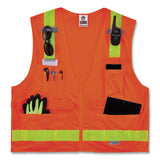 ergodyne® GloWear 8250ZHG Class 2 Hi-Gloss Surveyors Zipper Vest, Polyester, Large/X-Large, Orange, Ships in 1-3 Business Days (EGO21435) Each