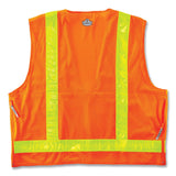 ergodyne® GloWear 8250ZHG Class 2 Hi-Gloss Surveyors Zipper Vest, Polyester, 4X-Large/5X-Large, Orange, Ships in 1-3 Business Days (EGO21439) Each