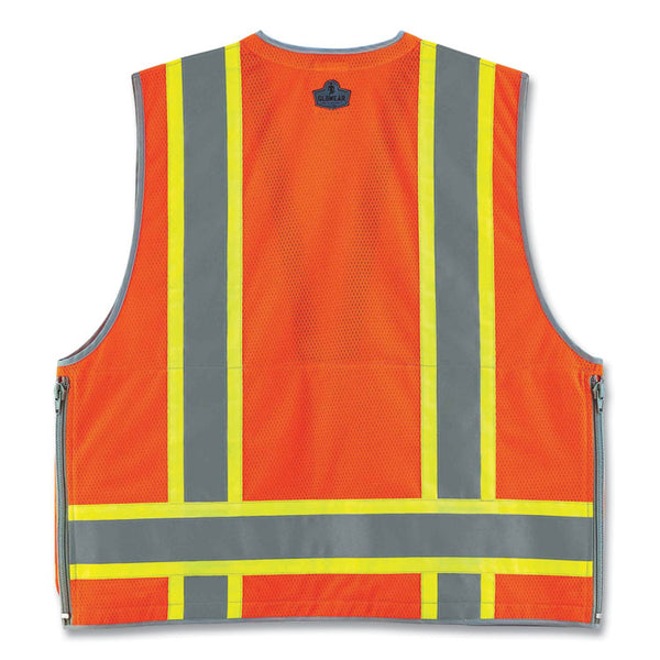 ergodyne® GloWear 8254HDZ Class 2 Heavy-Duty Surveyors Zipper Vest, Polyester, 4X-Large/5X-Large, Orange, Ships in 1-3 Business Days (EGO21459) Each