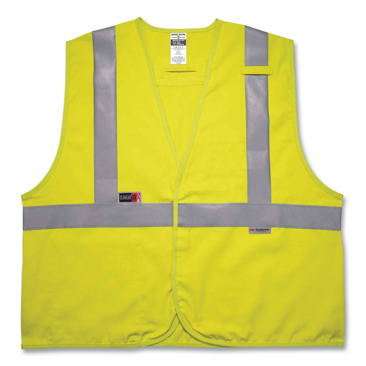 ergodyne® GloWear 8261FRHL Class 2 Dual Compliant FR Hook and Loop Safety Vest, 4X-Large/5X-Large, Lime, Ships in 1-3 Business Days (EGO21469) Each