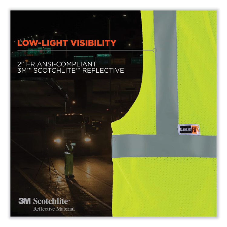 ergodyne® GloWear 8260FRHL Class 2 FR Safety Hook and Loop Vest, Modacrylic/Kevlar, 2X-Large/3X-Large, Lime, Ships in 1-3 Business Days (EGO21497) Each