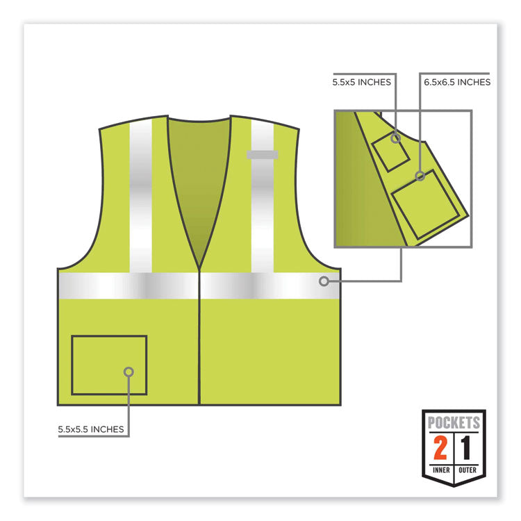 ergodyne® GloWear 8217BA Class 2 Breakaway Mesh Vest, Polyester, Large/X-Large, Lime, Ships in 1-3 Business Days (EGO21525) Each