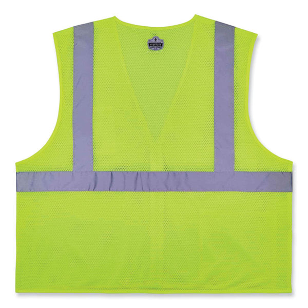 ergodyne® GloWear 8256Z Class 2 Self-Extinguishing Zipper Vest, Polyester, Small/Medium, Lime, Ships in 1-3 Business Days (EGO21573) Each