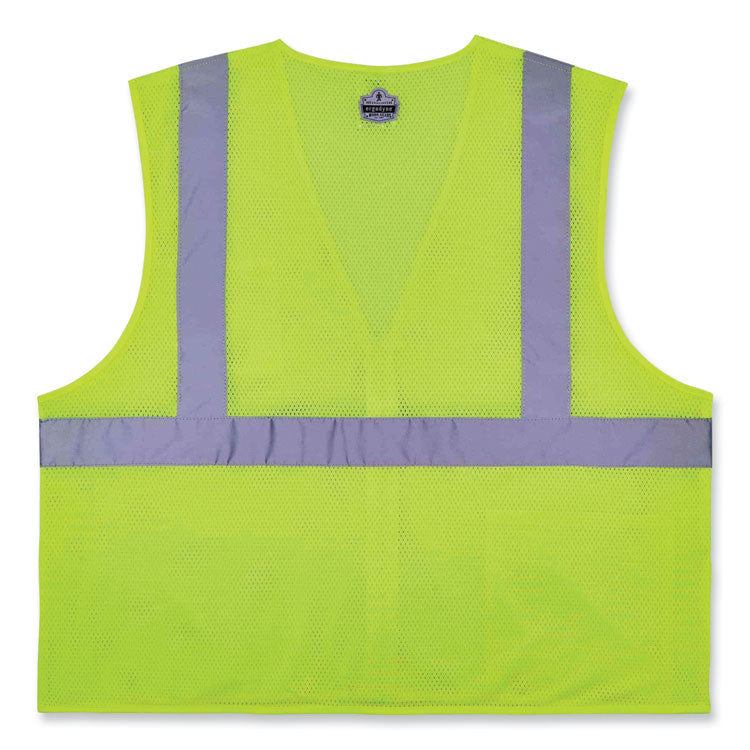 ergodyne® GloWear 8256Z Class 2 Self-Extinguishing Zipper Vest, Polyester, Small/Medium, Lime, Ships in 1-3 Business Days (EGO21573) Each