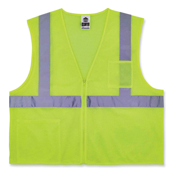 ergodyne® GloWear 8256Z Class 2 Self-Extinguishing Zipper Vest, Polyester, Large/X-Large, Lime, Ships in 1-3 Business Days (EGO21575) Each