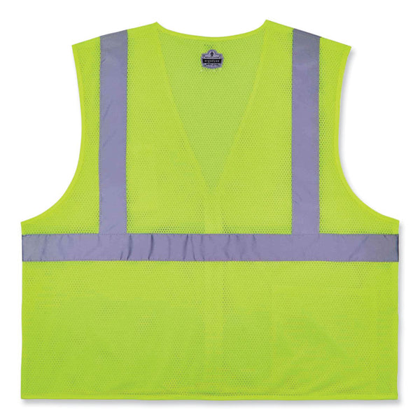 ergodyne® GloWear 8256Z Class 2 Self-Extinguishing Zipper Vest, Polyester, Large/X-Large, Lime, Ships in 1-3 Business Days (EGO21575) Each