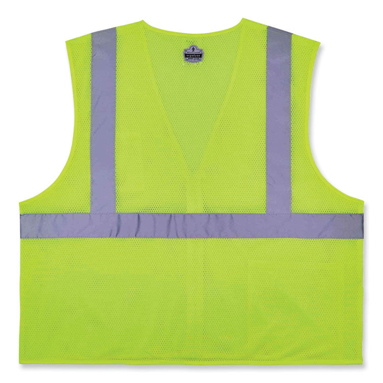 ergodyne® GloWear 8256Z Class 2 Self-Extinguishing Zipper Vest, Polyester, Large/X-Large, Lime, Ships in 1-3 Business Days (EGO21575) Each