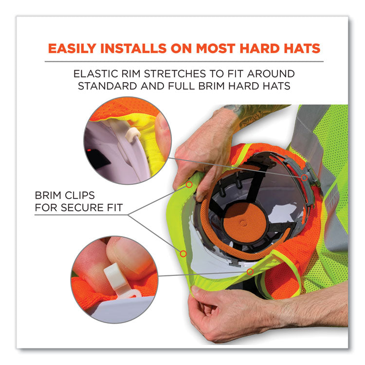 ergodyne® GloWear 8005 Hi-Vis Hard Hat Neck Shade, 20 x 12.5, Lime, Ships in 1-3 Business Days (EGO29053) Each