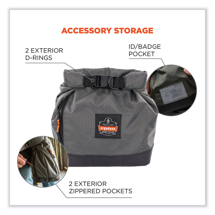 ergodyne® Arsenal 5186 Full Respirator Bag with Roll Top Closure, 7.5 x 13.5 x 13.5, Gray, Ships in 1-3 Business Days (EGO13186) Each