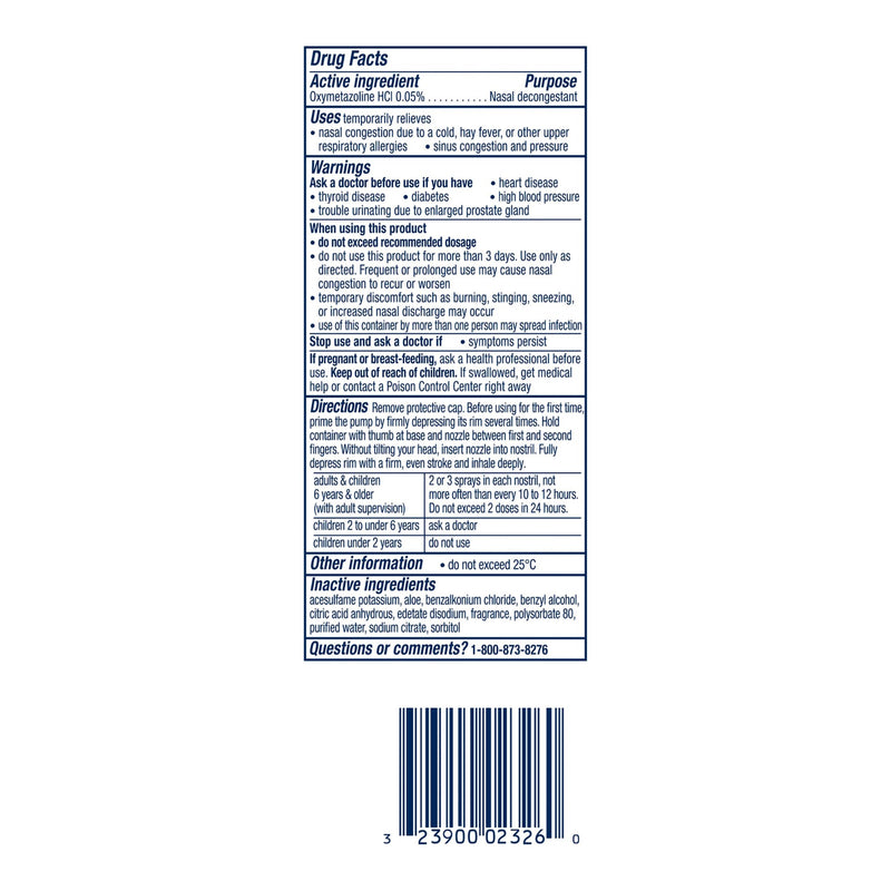Vicks® Sinex™ Severe Ultra Fine Nasal Decongestant 0.05% Nasal Spray 0.5 oz. (1229267_EA) 1/EA