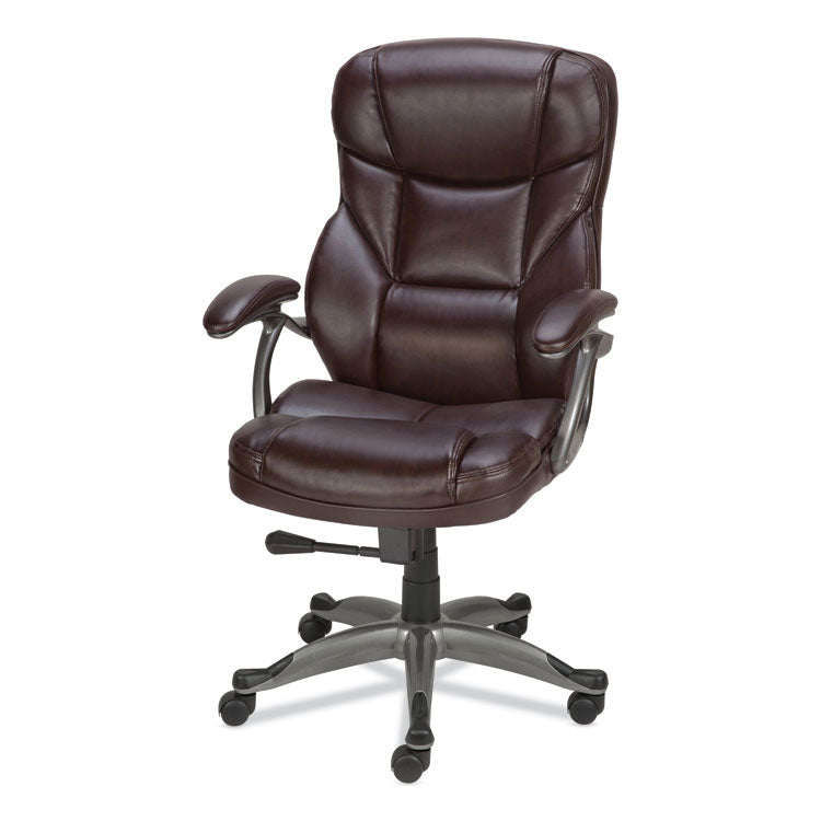 Alera® Alera Birns Series High-Back Task Chair, Supports Up to 250 lb, 18.11" to 22.05" Seat Height, Brown Seat/Back, Chrome Base (ALEBN41B59)