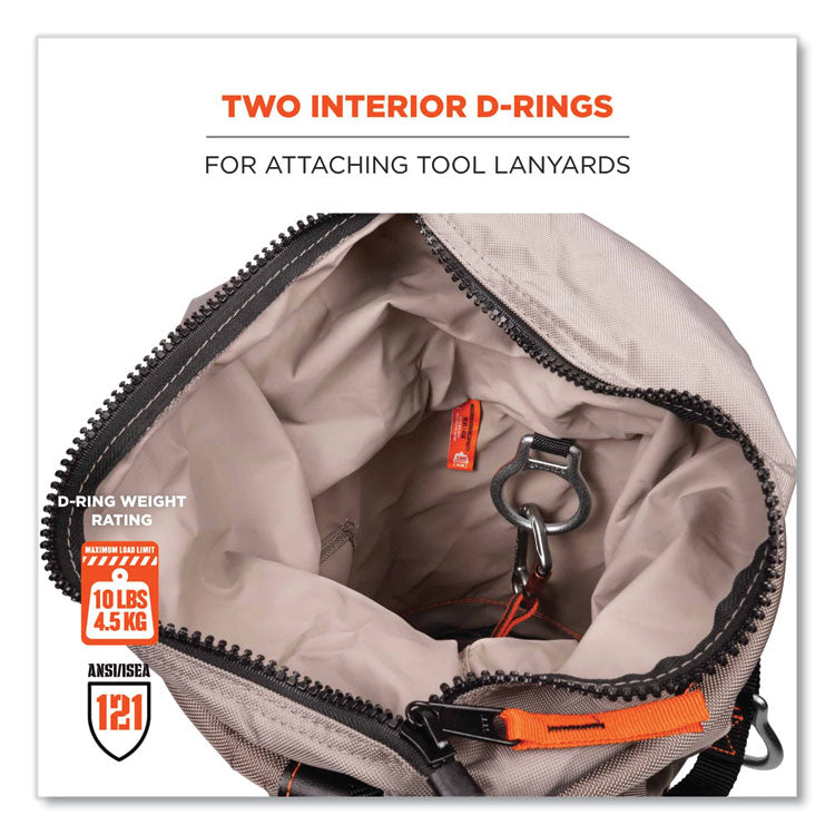 ergodyne® Arsenal 5973 Hoist Bucket Tool Bag with D-Rings and Zipper Top, 12.5 x 12.5 x 17, Gray, Ships in 1-3 Business Days (EGO15973) Each