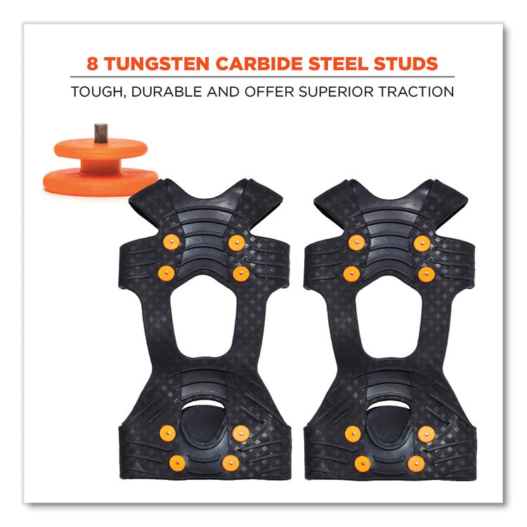 ergodyne® Trex 6300TC One-Piece Slip-on Tungsten Carbide Ice Cleats, Medium, Black, Pair, Ships in 1-3 Business Days (EGO16733) 1 Pair