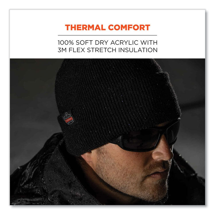 ergodyne® N-Ferno 6811ZI Rib Knit Hat + Bump Cap Insert, One Size Fits Most, Black, Ships in 1-3 Business Days (EGO16811) Each
