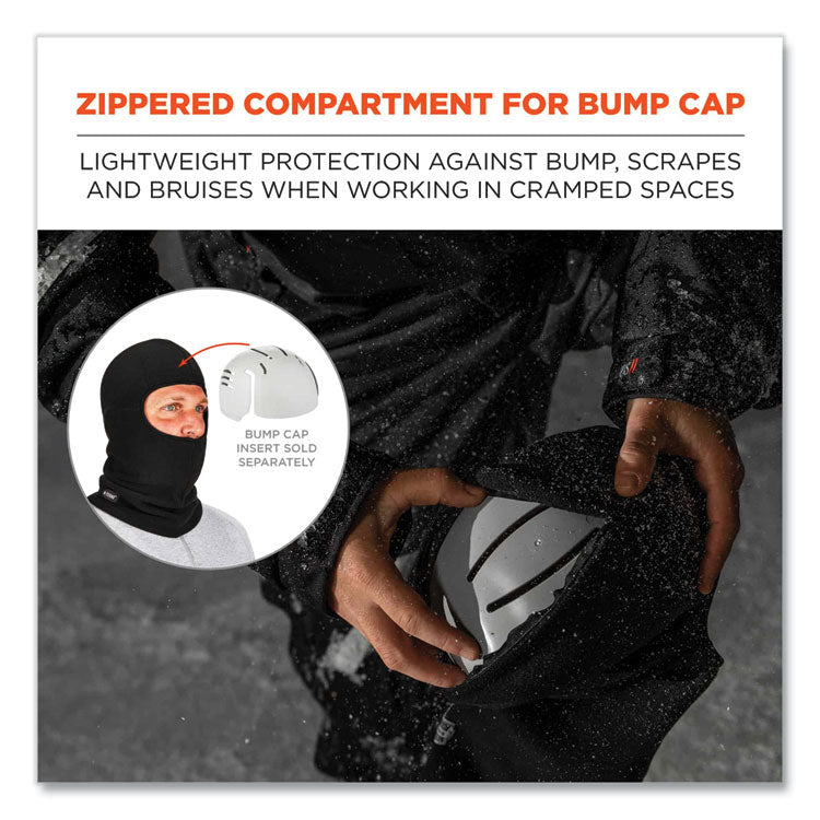 ergodyne® N-Ferno 6893Z Balaclava w/ Zipper for Bump Cap Insert, Polyester Fleece, One Size Fit Most, Black, Ships in 1-3 Business Days (EGO16894) Each