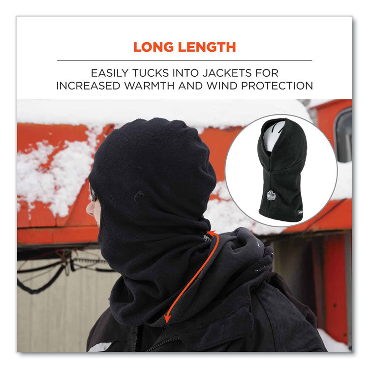 ergodyne® N-Ferno 6893Z Balaclava w/ Zipper for Bump Cap Insert, Polyester Fleece, One Size Fit Most, Black, Ships in 1-3 Business Days (EGO16894) Each