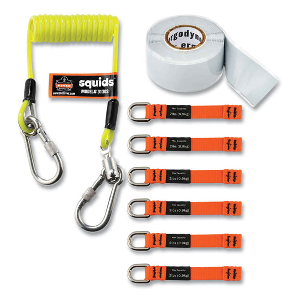 ergodyne® Squids 3180 Tool Tethering Kit, 2 lb Max Working Capacity, 6.5" to 48" Long, Yellow/Black, Ships in 1-3 Business Days (EGO19650) Each