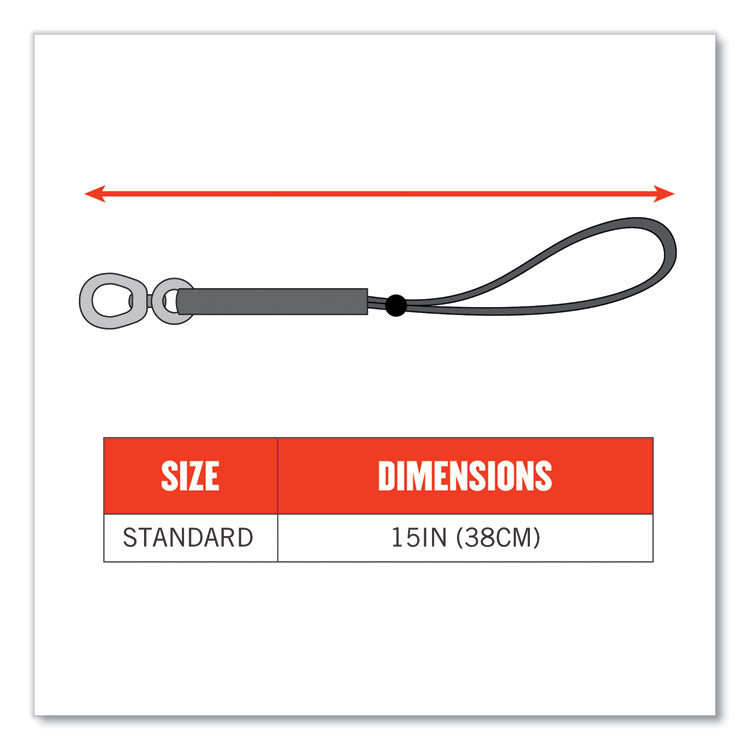 ergodyne® Squids 3713 Elastic Loop Tool Tails w/Swiveling D-Rings, 10 lb Max Work Cap, 15", 3/PK. 20 PK/CT, Ships in 1-3 Business Days (EGO19765BULK) Case of 60