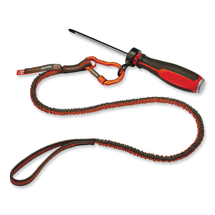 ergodyne® Squids 3100F(x) Tool Lanyard w/Aluminum Carabiner+Loop, 10 lb Max Work Cap, 38" to 48",Orange/Gray,Ships in 1-3 Business Days (EGO19802) Each