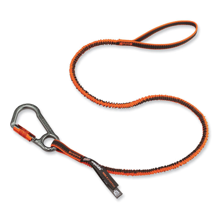 ergodyne® Squids 3108F(x)Tool Lanyard w/Locking Aluminum Carabiner+Loop, 15lb Max Work Cap, 38" to 48",OR/GY,Ships in 1-3 Business Days (EGO19808) Each