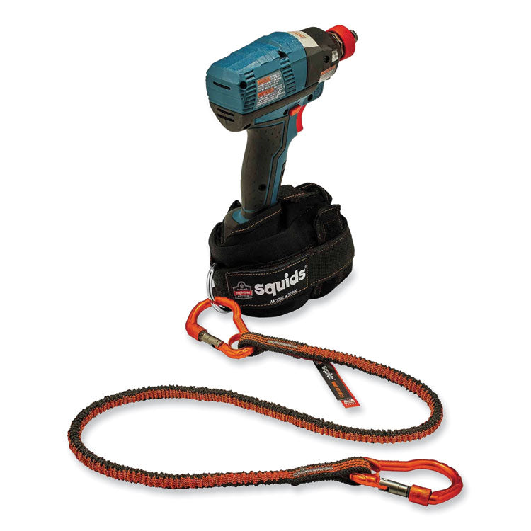 ergodyne® Squids 3110F(x) Tool Lanyard w/Aluminum Carabiners, 10lb Max Work Capacity, 38" to 48",Orange/Gray,Ships in 1-3 Business Days (EGO19822) Each