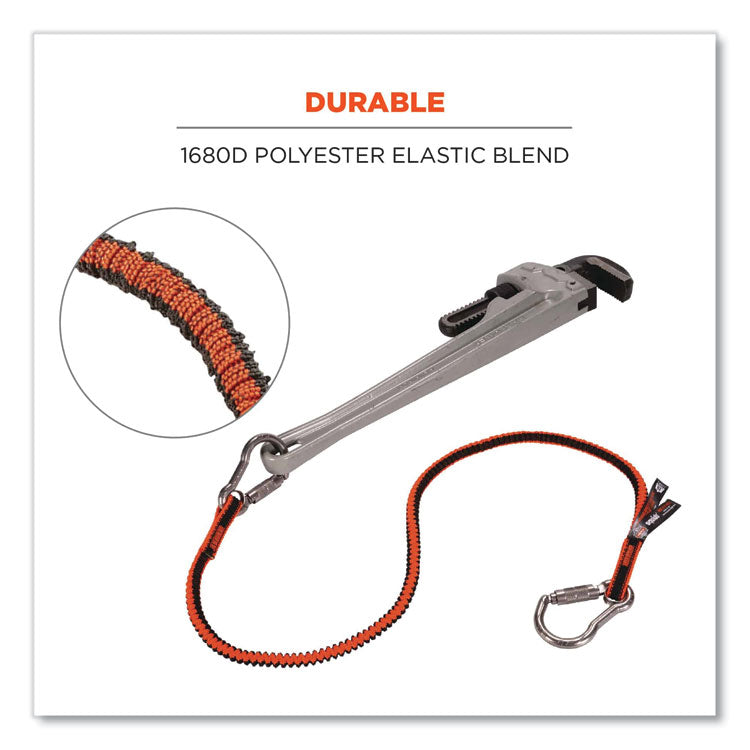 ergodyne® Squids 3111F(x) Tool Lanyard w/StainlessSteel Carabiners,15lb Max Work Cap, 38" to 48",Orange/Gray,Ships in 1-3 Business Days (EGO19823) Each