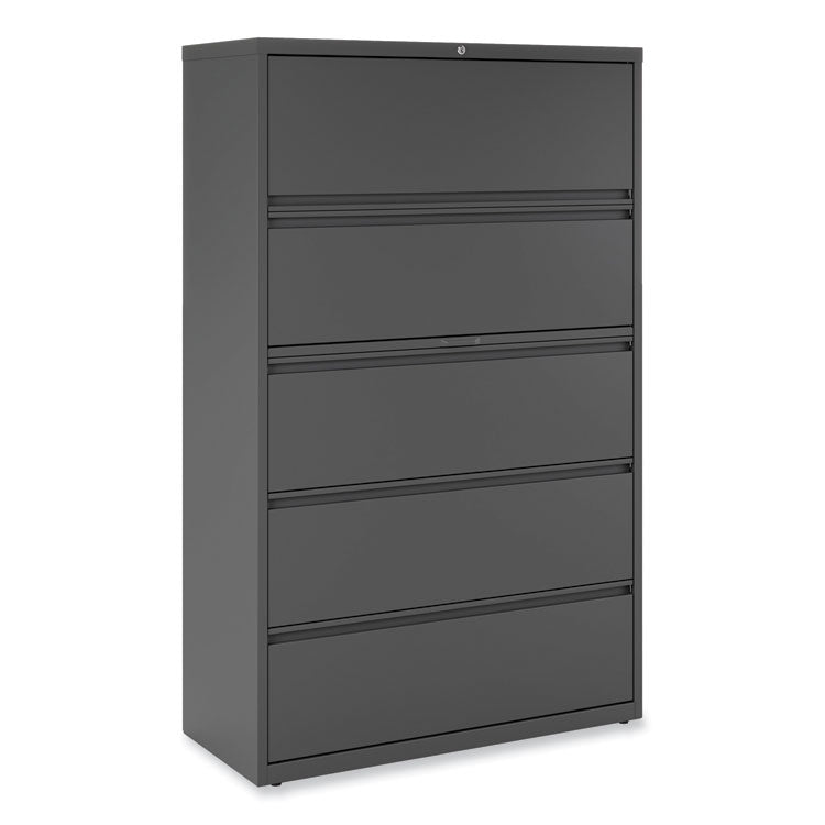 Alera® Lateral File, 5 Legal/Letter/A4/A5-Size File Drawers, Charcoal, 42" x 18.63" x 67.63" (ALEHLF4267CC)