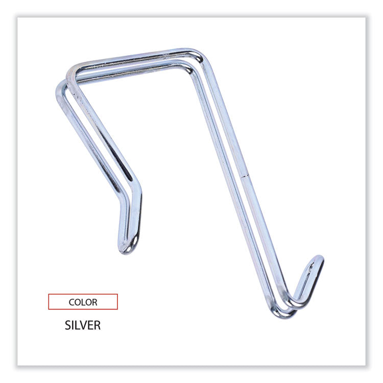 Alera® Single Sided Partition Garment Hook, Steel, 0.5 x 3.13 x 4.75, Over-the-Door/Over-the-Panel Mount, Silver, 2/Pack (ALECH1SR)