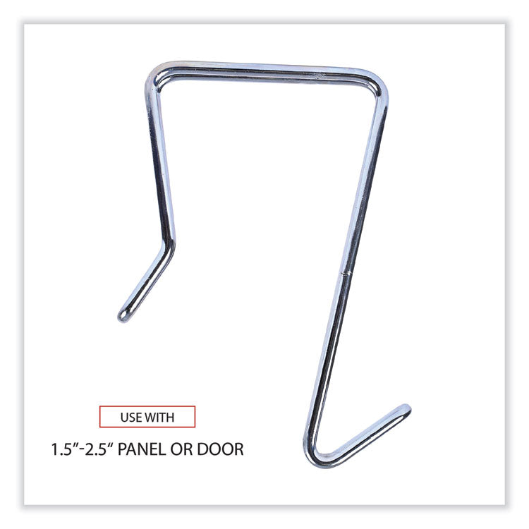 Alera® Single Sided Partition Garment Hook, Steel, 0.5 x 3.13 x 4.75, Over-the-Door/Over-the-Panel Mount, Silver, 2/Pack (ALECH1SR)