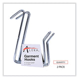 Alera® Single Sided Partition Garment Hook, Steel, 0.5 x 3.13 x 4.75, Over-the-Door/Over-the-Panel Mount, Silver, 2/Pack (ALECH1SR)