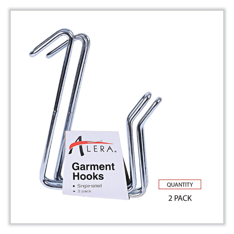 Alera® Single Sided Partition Garment Hook, Steel, 0.5 x 3.13 x 4.75, Over-the-Door/Over-the-Panel Mount, Silver, 2/Pack (ALECH1SR)