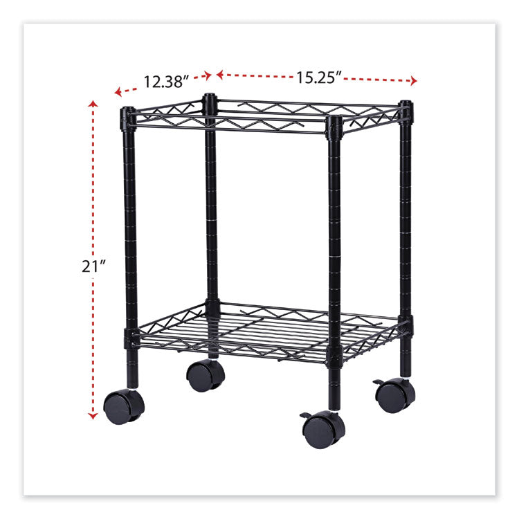 Alera® Compact File Cart for Side-to-Side Filing, Metal, 1 Shelf, 1 Bin, 15.25" x 12.38" x 21", Black (ALEFW601416BL)