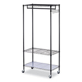 Alera® Wire Shelving Garment Rack, 30 Garments, 36w x 18d x 75h, Black (ALEGR363618BL)