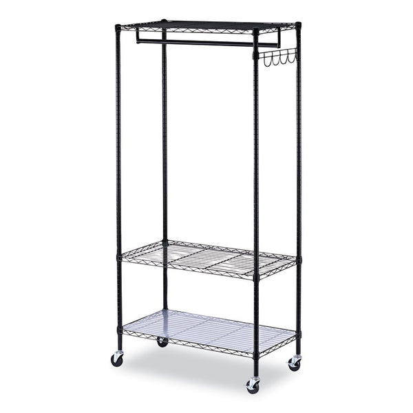 Alera® Wire Shelving Garment Rack, 30 Garments, 36w x 18d x 75h, Black (ALEGR363618BL)