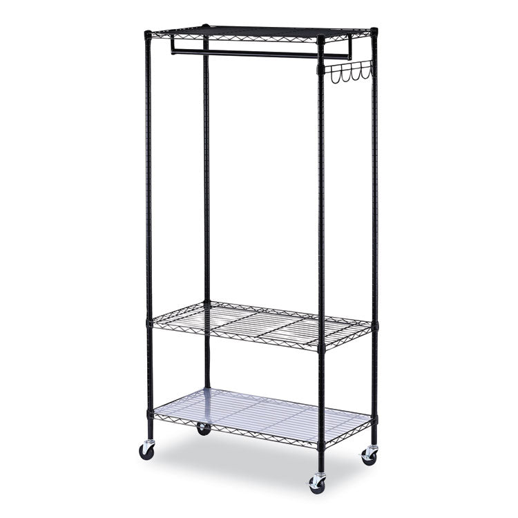 Alera® Wire Shelving Garment Rack, 30 Garments, 36w x 18d x 75h, Black (ALEGR363618BL)