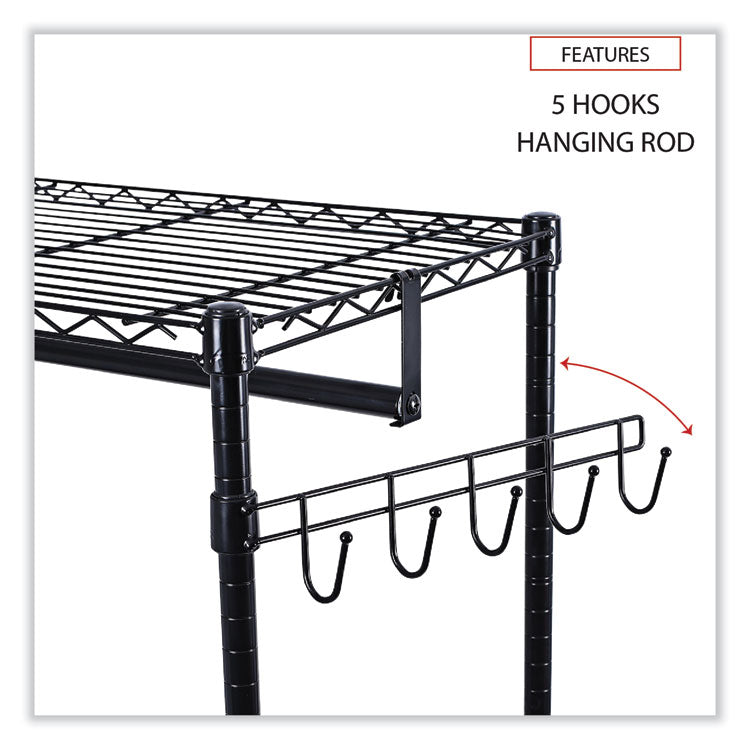 Alera® Wire Shelving Garment Rack, 30 Garments, 36w x 18d x 75h, Black (ALEGR363618BL)