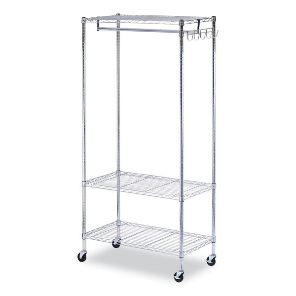 Alera® Wire Shelving Garment Rack, 30 Garments, 36w x 18d x 75h, Silver (ALEGR363618SR)