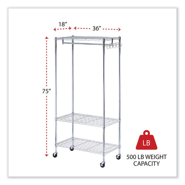 Alera® Wire Shelving Garment Rack, 30 Garments, 36w x 18d x 75h, Silver (ALEGR363618SR)