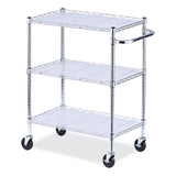 Alera® Three-Shelf Wire Cart with Liners, Metal, 3 Shelves, 600 lb Capacity, 34.5" x 18" x 40", Silver (ALESW333018SR) Each