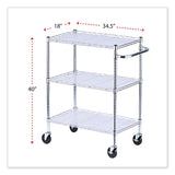 Alera® Three-Shelf Wire Cart with Liners, Metal, 3 Shelves, 600 lb Capacity, 34.5" x 18" x 40", Silver (ALESW333018SR) Each