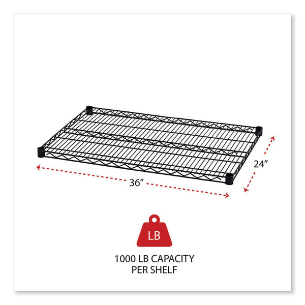 Alera® Industrial Wire Shelving Extra Wire Shelves, 36w x 24d, Black, 2 Shelves/Carton (ALESW583624BL)