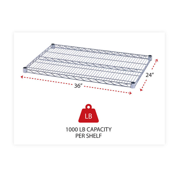 Alera® Industrial Wire Shelving Extra Wire Shelves, 36w x 24d, Silver, 2 Shelves/Carton (ALESW583624SR)