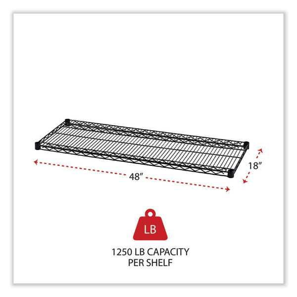 Alera® Industrial Wire Shelving Extra Wire Shelves, 48w x 18d, Black, 2 Shelves/Carton (ALESW584818BL)