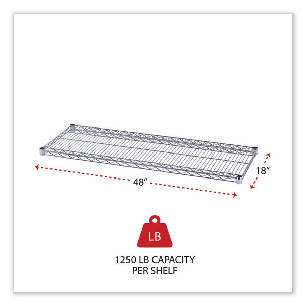 Alera® Industrial Wire Shelving Extra Wire Shelves, 48w x 18d, Silver, 2 Shelves/Carton (ALESW584818SR)